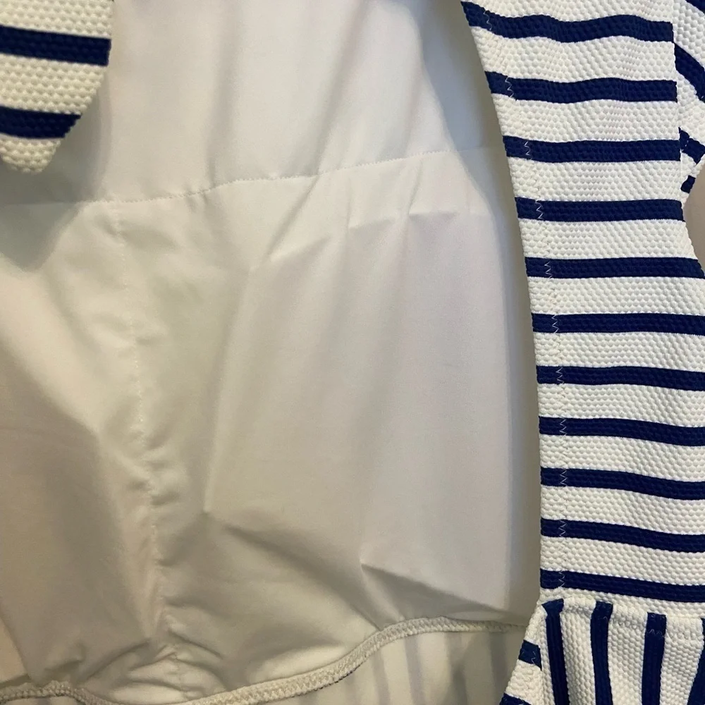 J.Crew Cap-sleeve One Piece Striped Swimsuit
